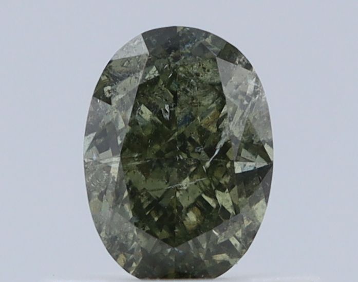 Oval Fancy Dark Gray Yellowish Green Natural Diamond 0.52ct I2 loose diamond