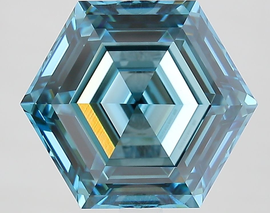 Hexagonal Fancy Vivid Blue Lab-grown Diamond 5.57ct VVS2 loose diamond