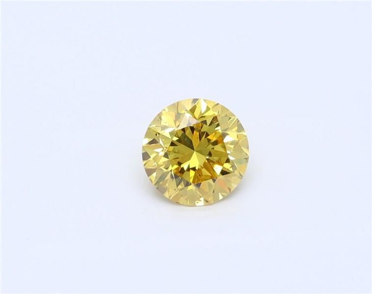 Round Fancy Vivid Orangey Yellow Natural Diamond 0.51ct SI2 loose diamond