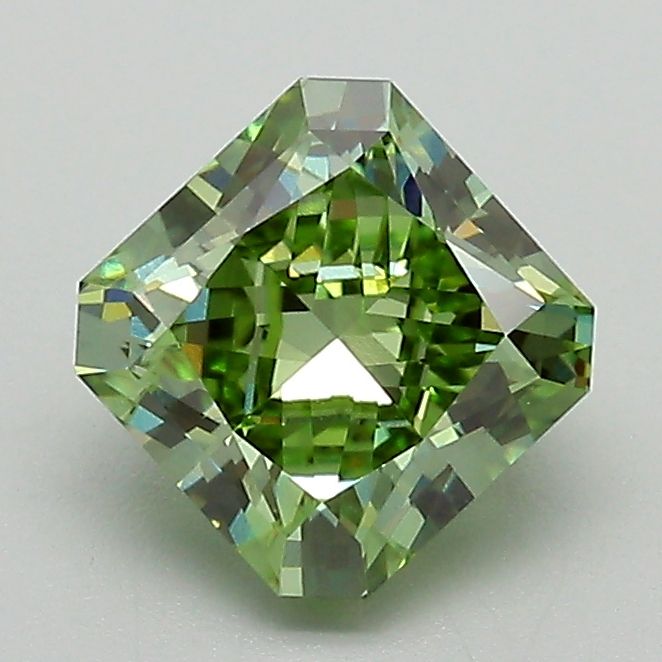 Square Radiant Fancy Vivid Green Lab-grown Diamond 1.52ct VVS2 loose diamond