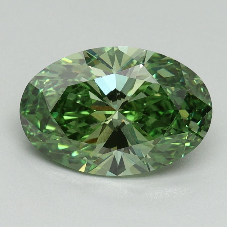 Oval Fancy Vivid Green Lab-grown Diamond 2.15ct VS1 loose diamond