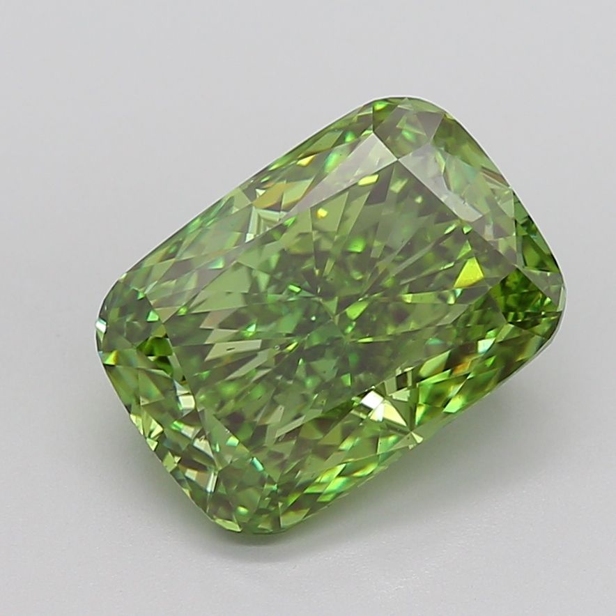 Cushion Fancy Vivid Green Lab-grown Diamond 6.06ct SI1 loose diamond