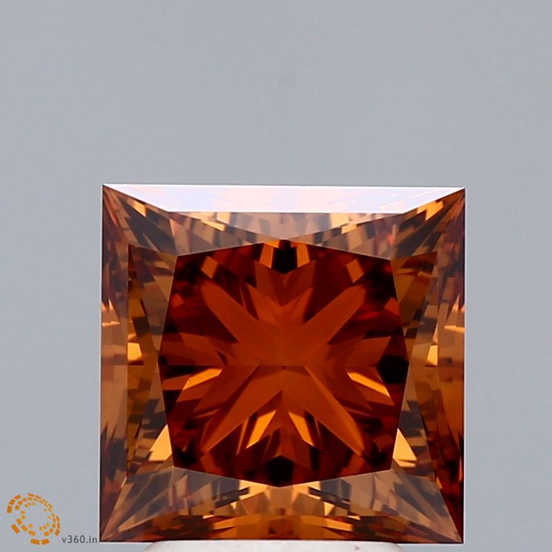 Princess Fancy Vivid Orange Lab-grown Diamond 3.56ct VVS2 loose diamond