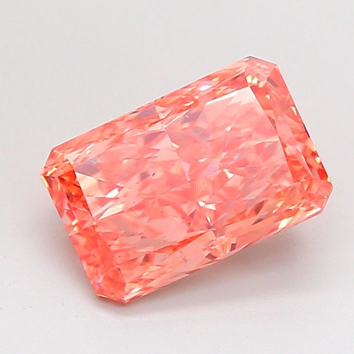 Radiant Fancy Vivid Pinkish Orange Lab-grown Diamond 2.01ct VS1 loose diamond