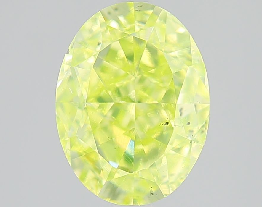 Oval Fancy Intense Yellow Green Natural Diamond 3.11ct SI1 loose diamond