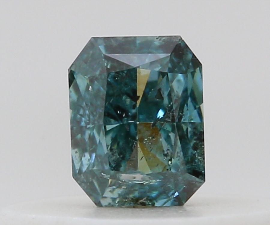 Radiant Fancy Deep Grayish Blueish Green Natural Diamond 0.18ct I2 loose diamond