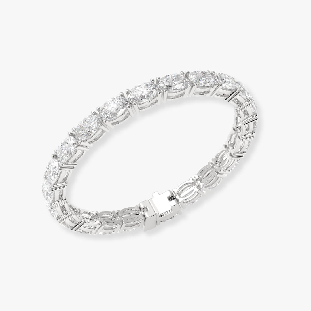 Bezel-Set Oval Diamond Tennis Bracelet, 9.00ct total in White Gold