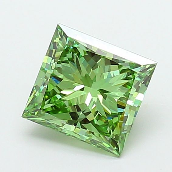 Princess Fancy Vivid Green Lab-grown Diamond 2.51ct VVS2 loose diamond