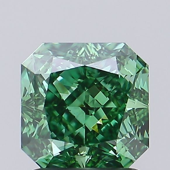 Square Radiant Fancy Vivid Green Lab-grown Diamond 1.53ct VVS2 loose diamond
