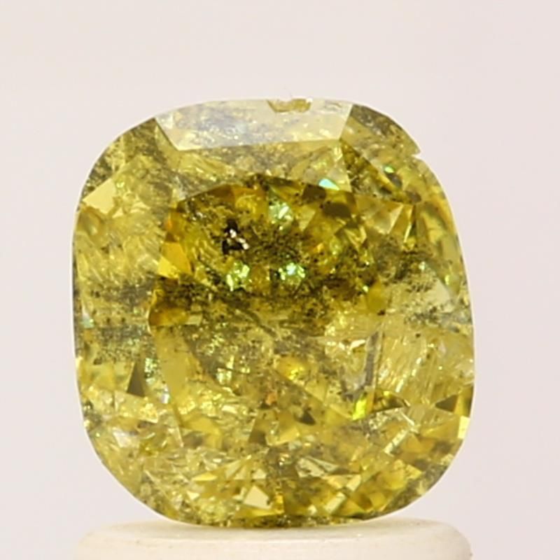 Cushion Fancy Deep Greenish Yellow Natural Diamond 1.07ct loose diamond