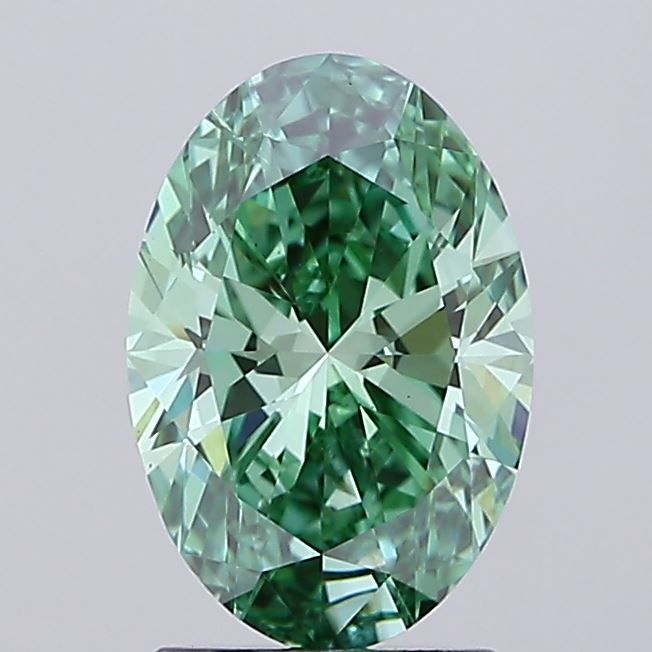 Oval Fancy Vivid Green Lab-grown Diamond 2.01ct SI1 loose diamond
