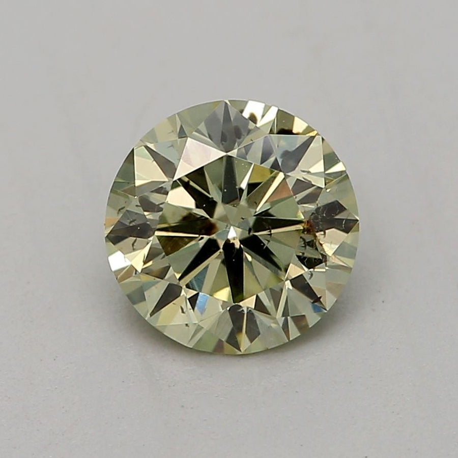 Round Fancy Grayish Yellowish Green Natural Diamond 0.44ct SI1 loose diamond
