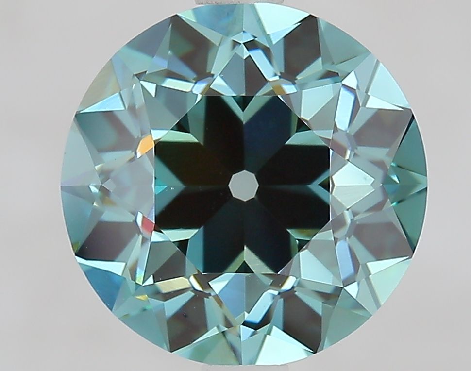 European Cut Fancy Vivid Blueish Green Lab-grown Diamond 3.09ct VVS2 loose diamond