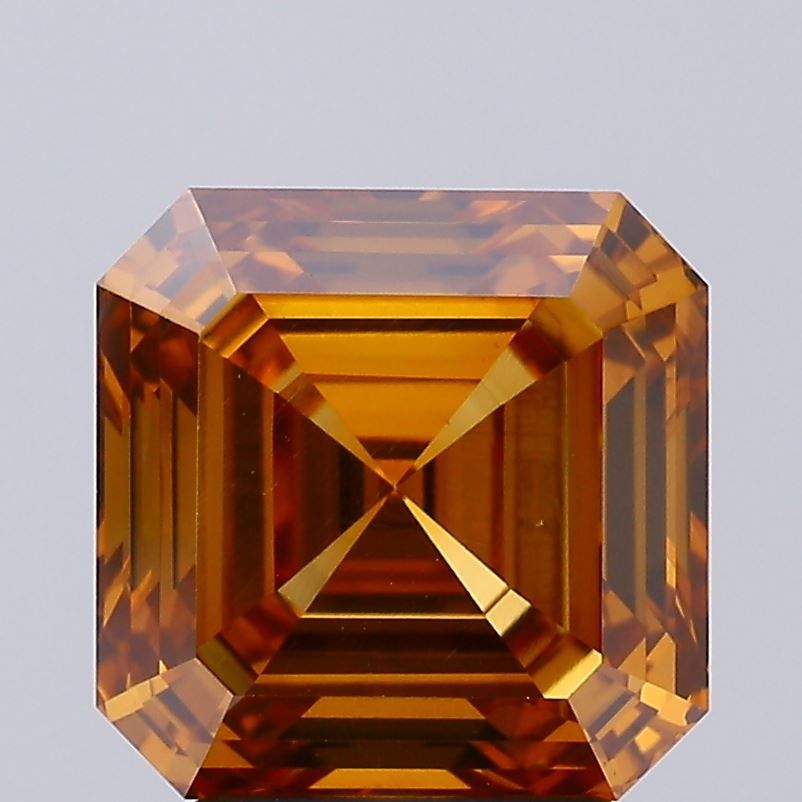 Asscher Fancy Vivid Brownish Orange Lab-grown Diamond 3.09ct VVS2 loose diamond