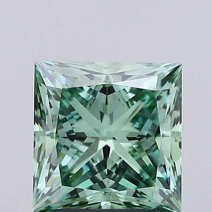 Princess Fancy Vivid Green Lab-grown Diamond 2ct VS1 loose diamond