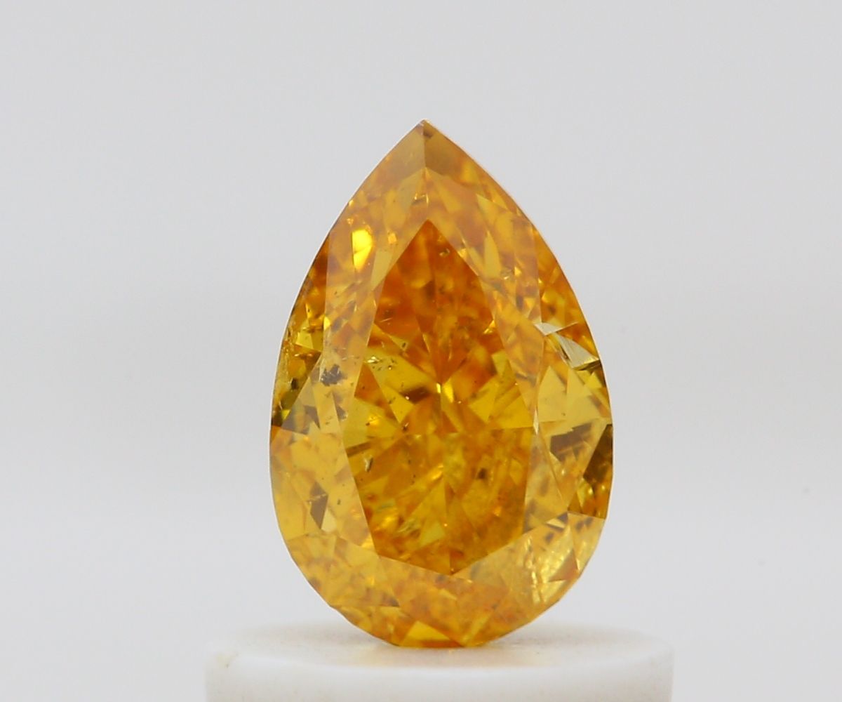 Pear Fancy Vivid Yellow Orange Natural Diamond 0.71ct I1 loose diamond