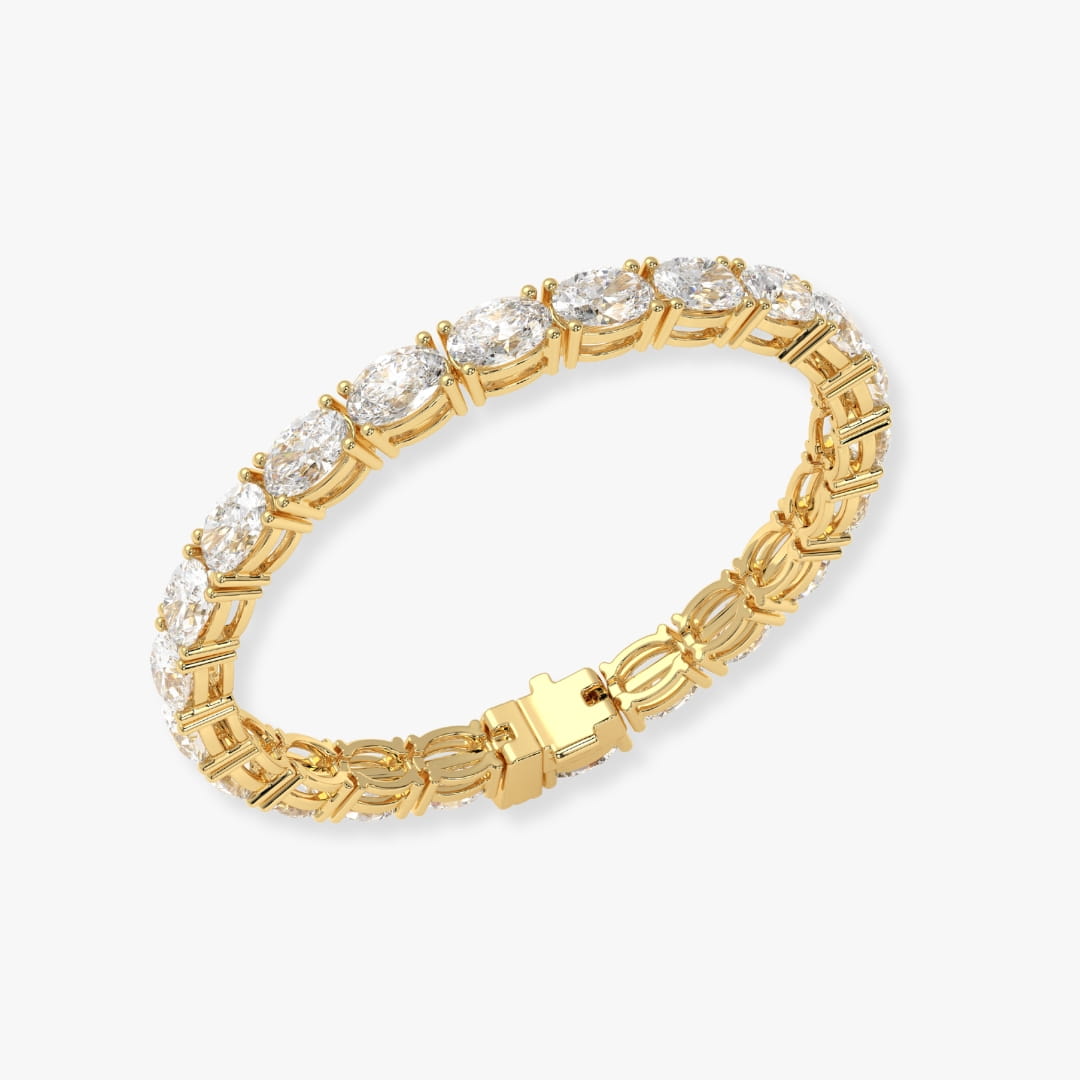 Bezel-Set Oval Diamond Tennis Bracelet, 9.00ct total in Yellow Gold