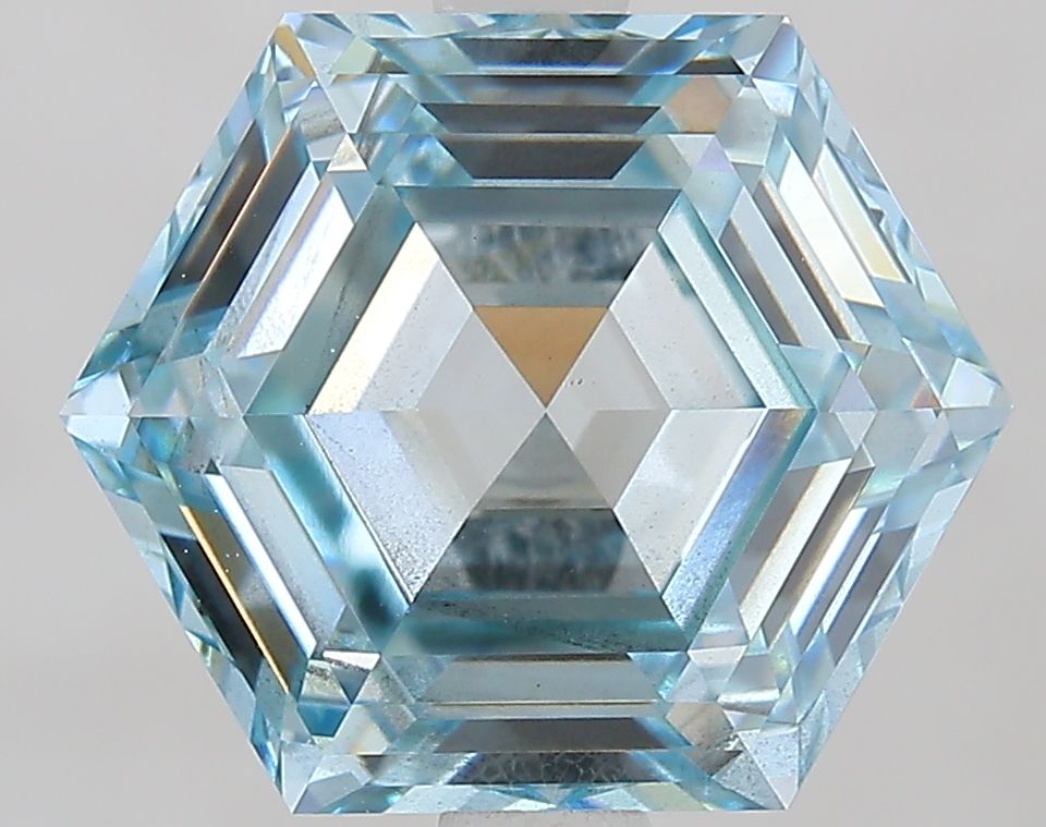Hexagonal Fancy Greenish Blue Lab-grown Diamond 3.09ct VS2 loose diamond