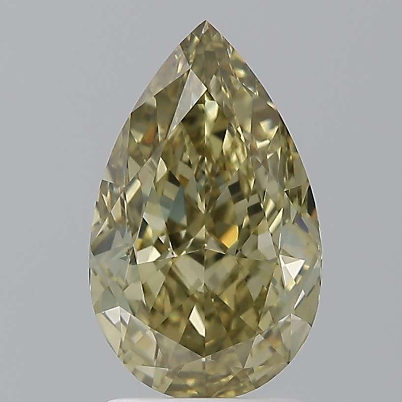 Pear Fancy Dark Brown Greenish Yellow Natural Diamond 2.09ct VS1 loose diamond