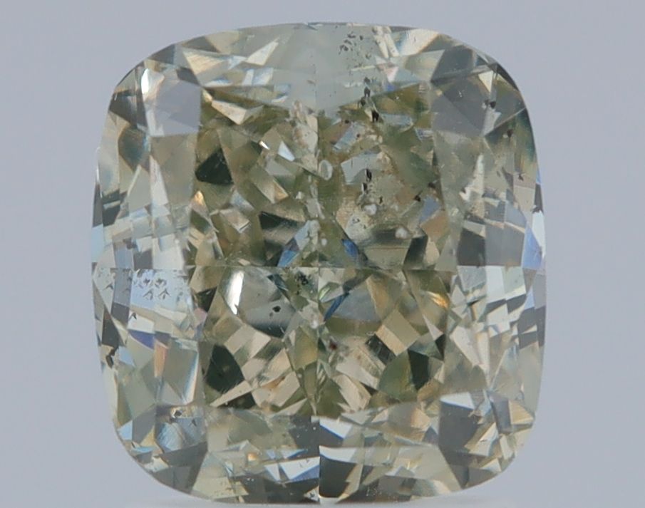 Cushion Fancy Dark Yellowish Green Gray Natural Diamond 2.21ct I1 loose diamond