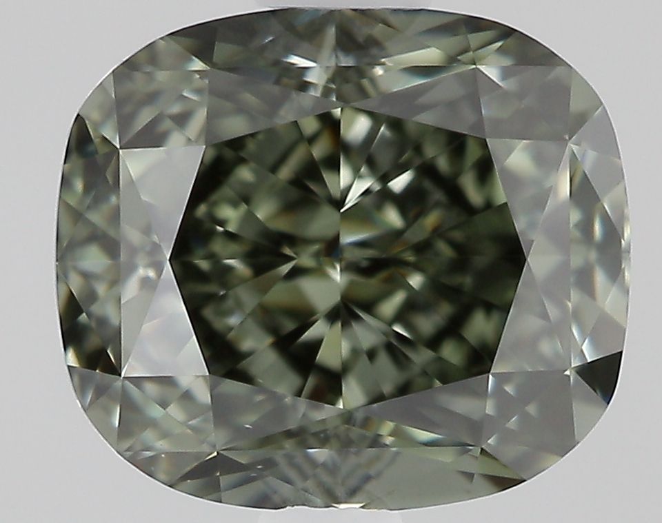 Cushion Fancy Dark Green Gray Natural Diamond 1.02ct VS2 loose diamond