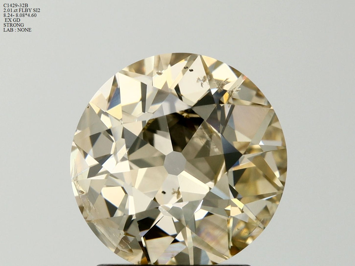 European Cut Fancy Light Yellow Natural Diamond 2.01ct SI2 loose diamond