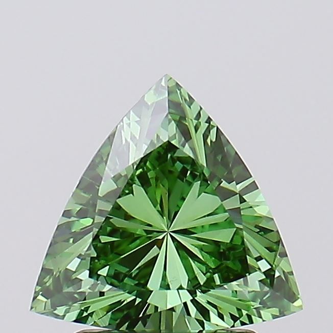 Triangular Fancy Vivid Green Lab-grown Diamond 1.42ct VS1 loose diamond