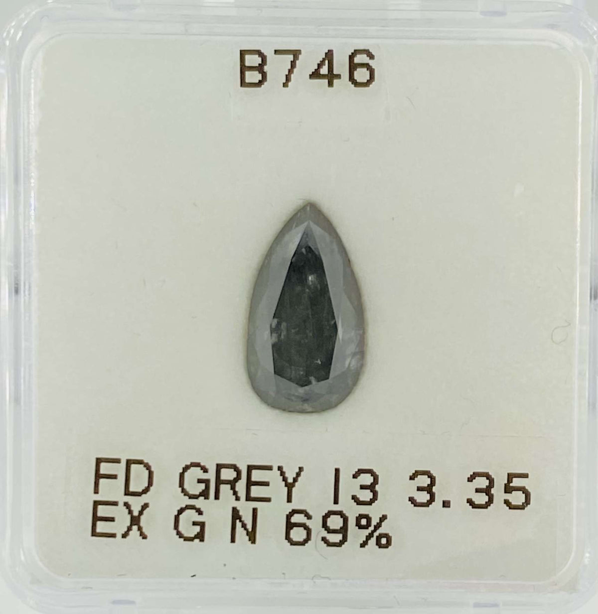 Pear Fancy Dark Gray Natural Diamond 3.35ct I3 loose diamond