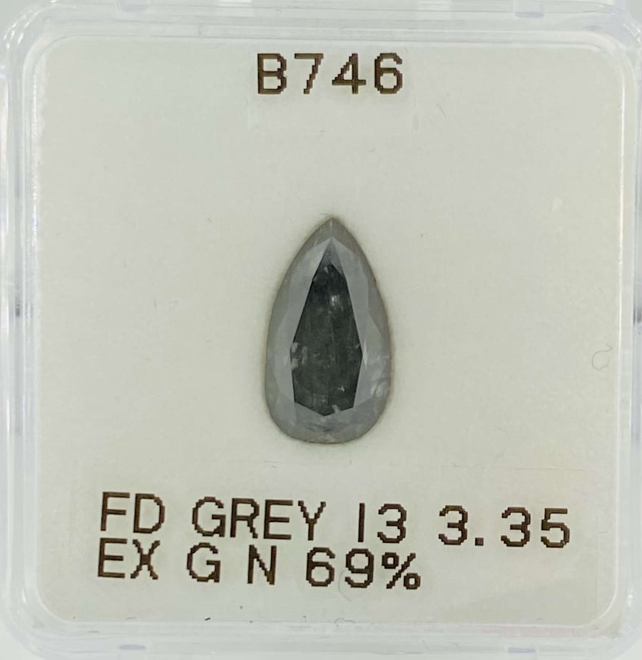 Pear Fancy Dark Gray Natural Diamond 3.35ct I3 loose diamond