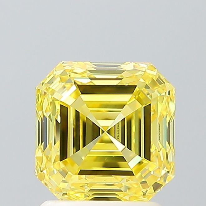 Square Emerald Fancy Vivid Yellow Lab-grown Diamond 2.01ct VS1 loose diamond