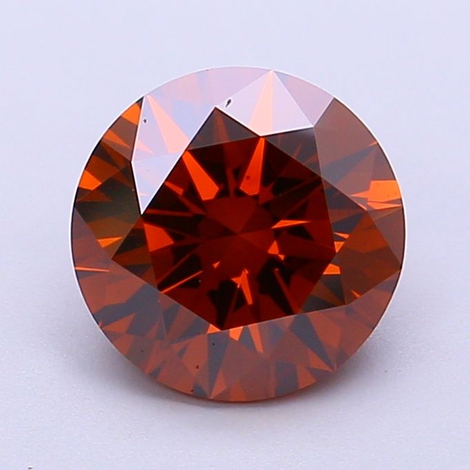 Round Fancy Vivid Brownish Orange Lab-grown Diamond 2.19ct VS1 loose diamond