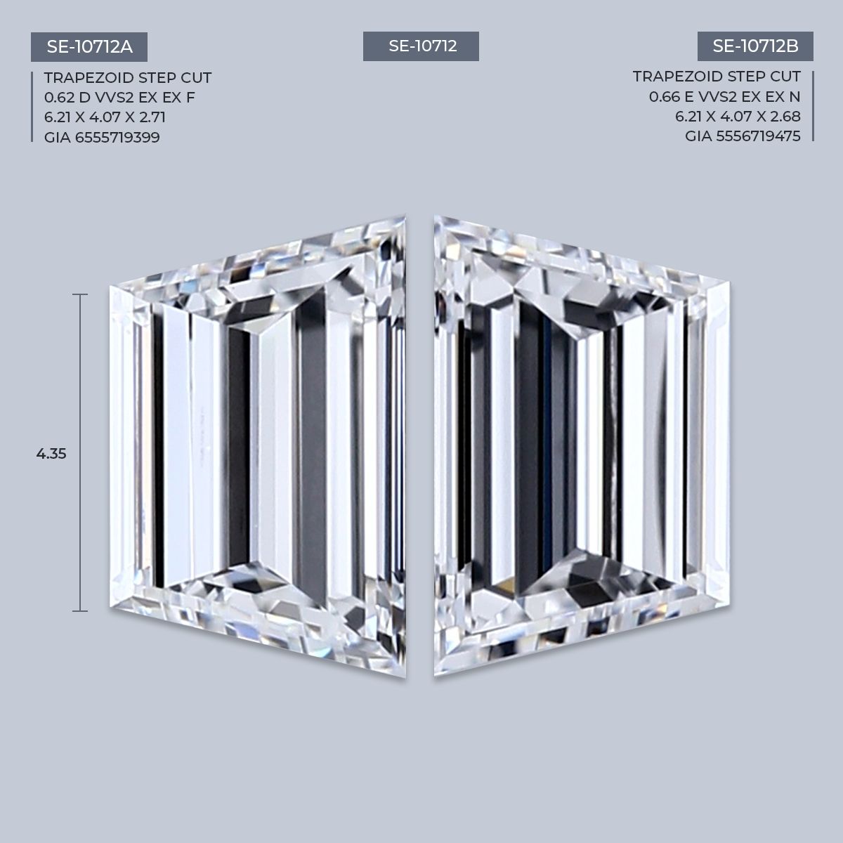 Trapezoid Natural Diamond 0.56ct E VVS2