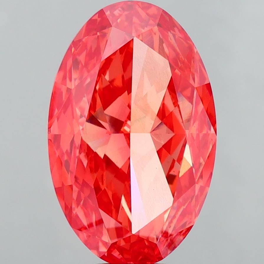 Oval Fancy Vivid Red Lab-grown Diamond 13.61ct VS1 loose diamond