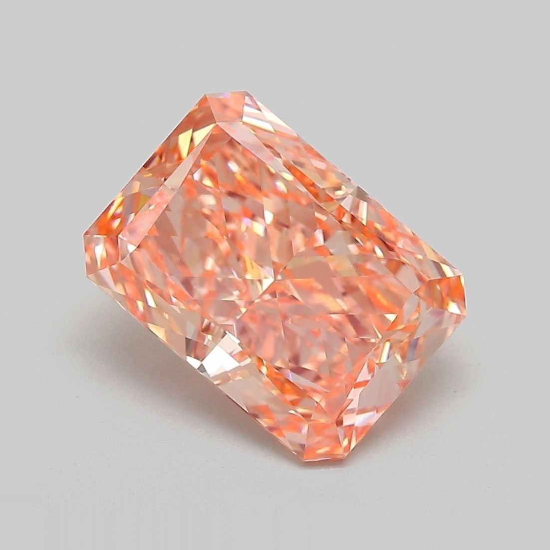 Radiant Fancy Vivid Pink Orange Lab-grown Diamond 4.21ct VVS2 loose diamond