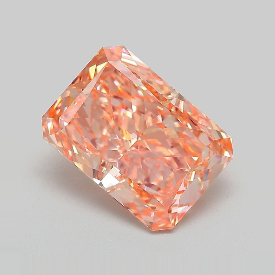 Radiant Fancy Vivid Pink Orange Lab-grown Diamond 4.21ct VVS2 loose diamond