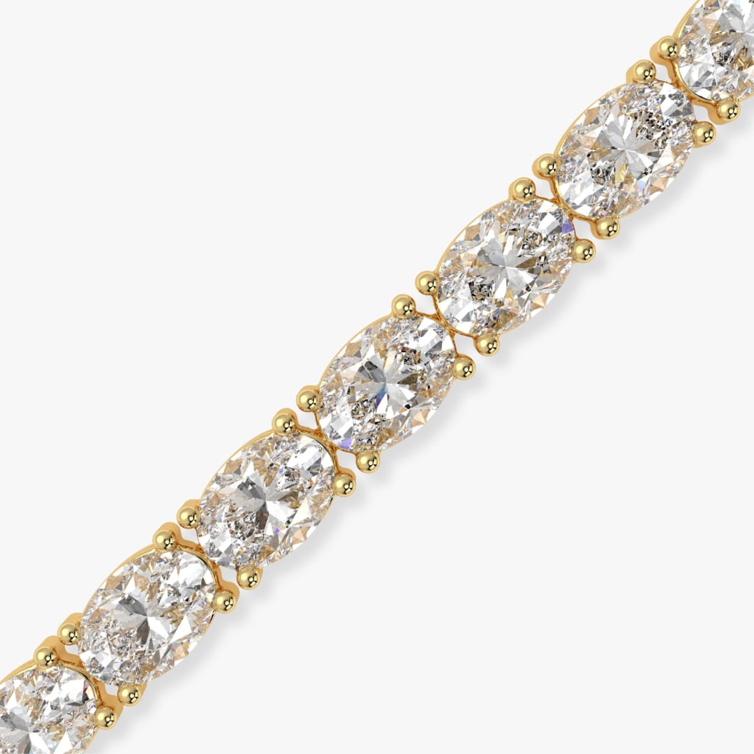 Bezel-Set Oval Diamond Tennis Bracelet, 9.00ct total in Yellow Gold