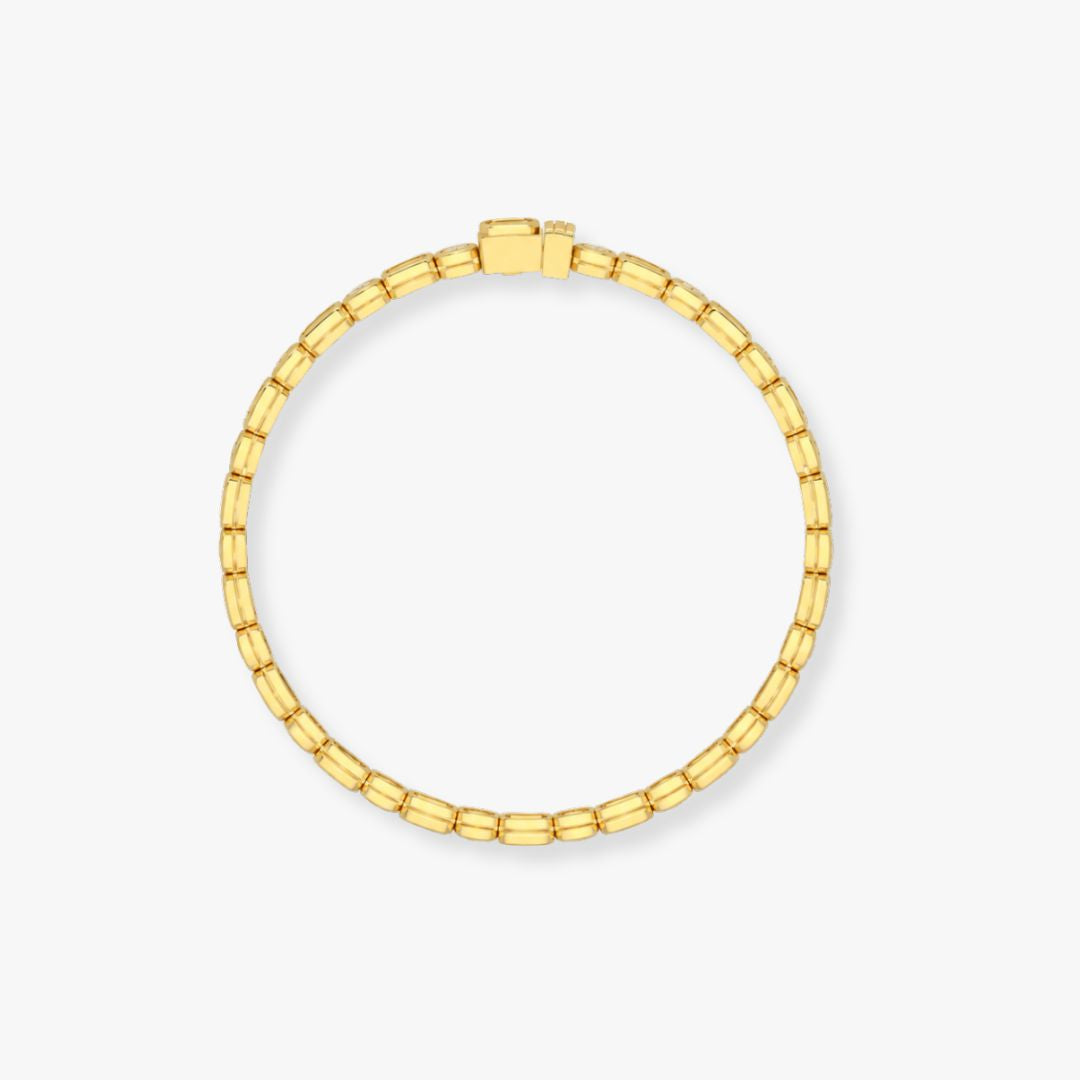Bezel-Set Mixed-Cut Diamond Tennis Bracelet, 5.80ct total in Yellow Gold