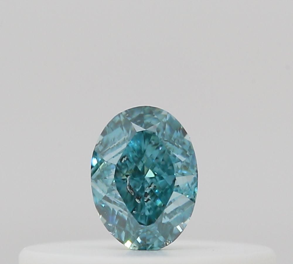 Oval Fancy Vivid Blue Green Natural Diamond 0.11ct loose diamond