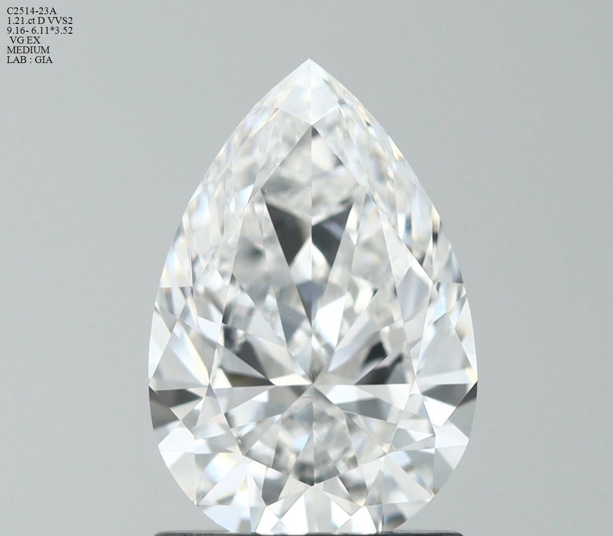 Pear Natural Diamond 1.21ct D VVS2