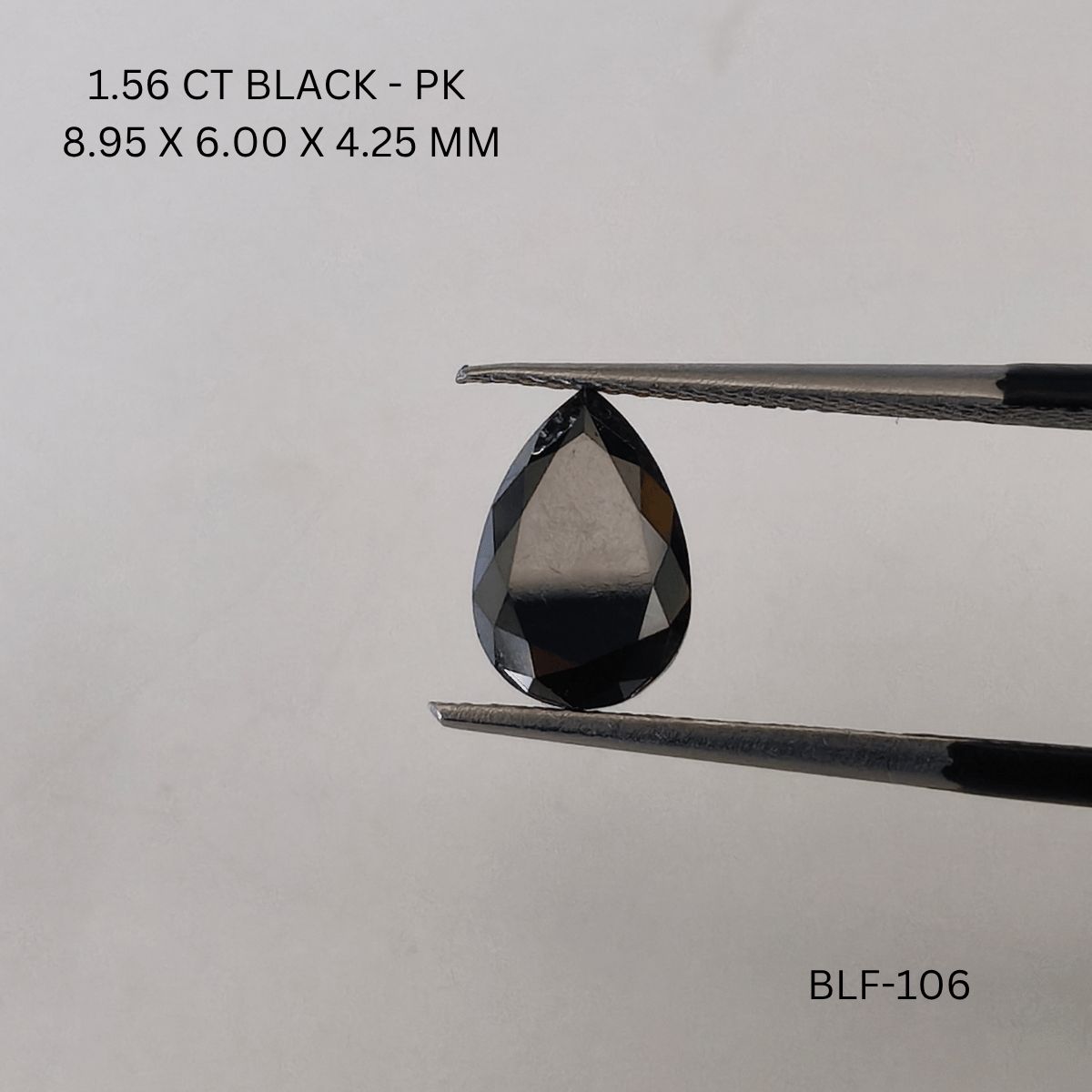 Pear Black Natural Diamond 1.56ct I1 loose diamond