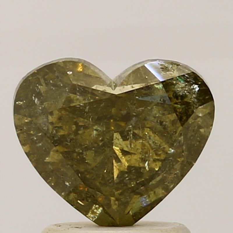 Heart Fancy Deep Grayish Yellowish Green Natural Diamond 1.38ct loose diamond