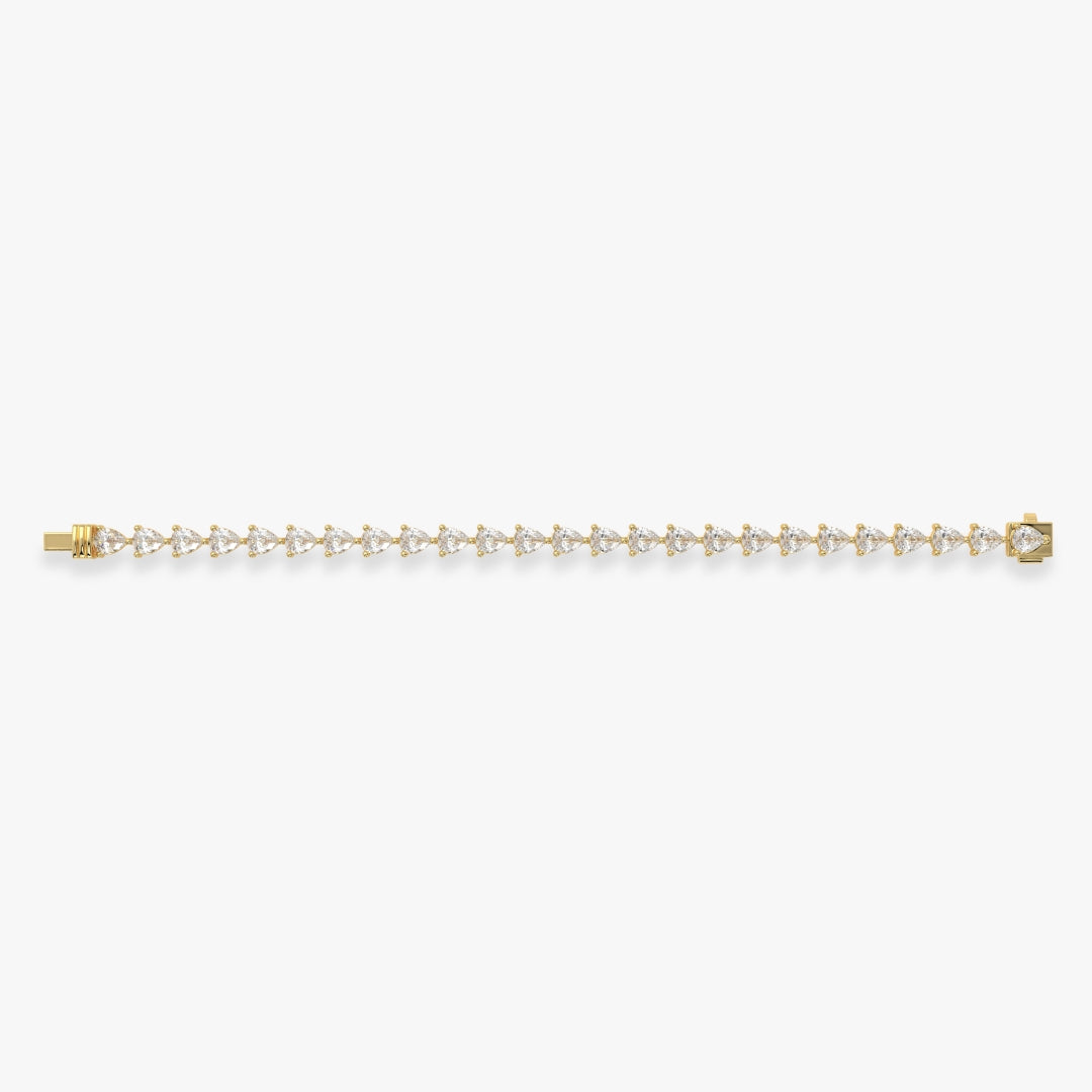 Bezel-Set Pear Diamond Tennis Bracelet, 5.60ct total in Yellow Gold