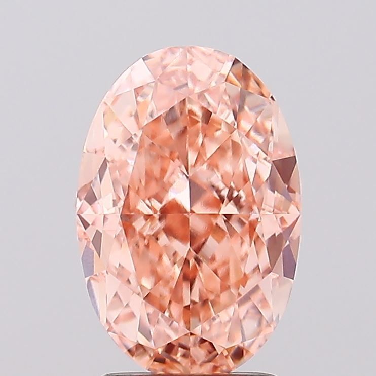 Oval Fancy Vivid Pinkish Orange Lab-grown Diamond 2.81ct VVS2 loose diamond