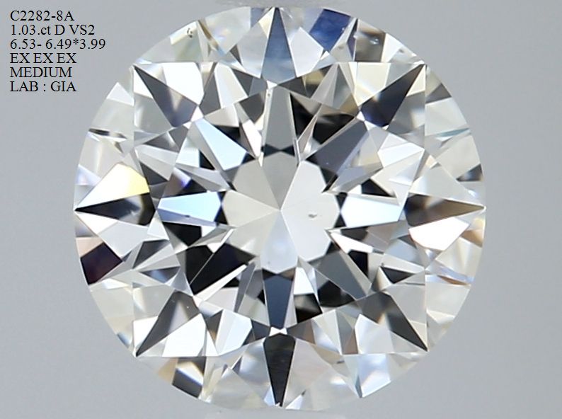 Round Natural Diamond 1.03ct D VS2