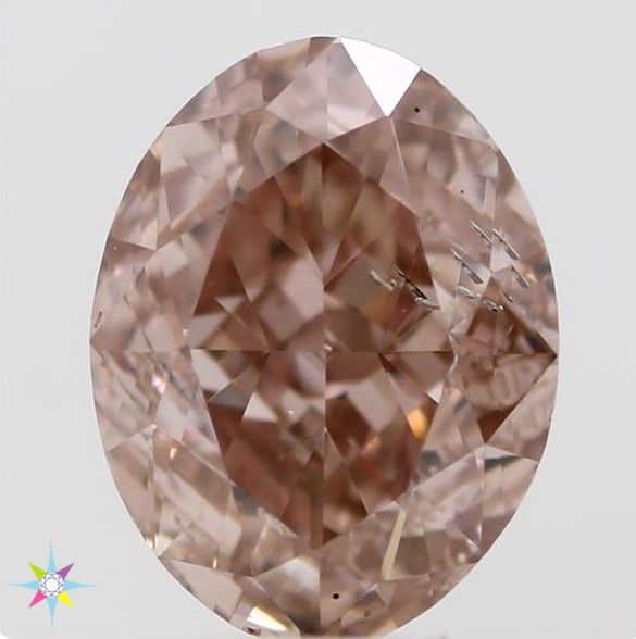 Oval Fancy Brownish Orangey Pink Natural Diamond 0.6ct SI2 loose diamond