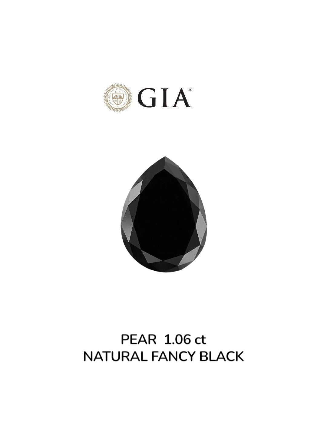 Pear Fancy Black Natural Diamond 1.06ct VVS2 loose diamond