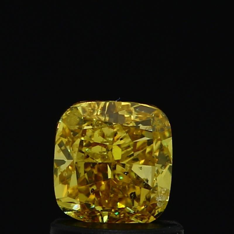 Cushion Fancy Vivid Yellow Natural Diamond 0.91ct loose diamond
