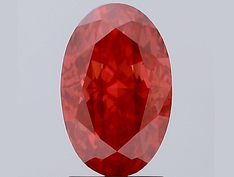 Oval Fancy Vivid Red Lab-grown Diamond 3.1ct SI1 loose diamond