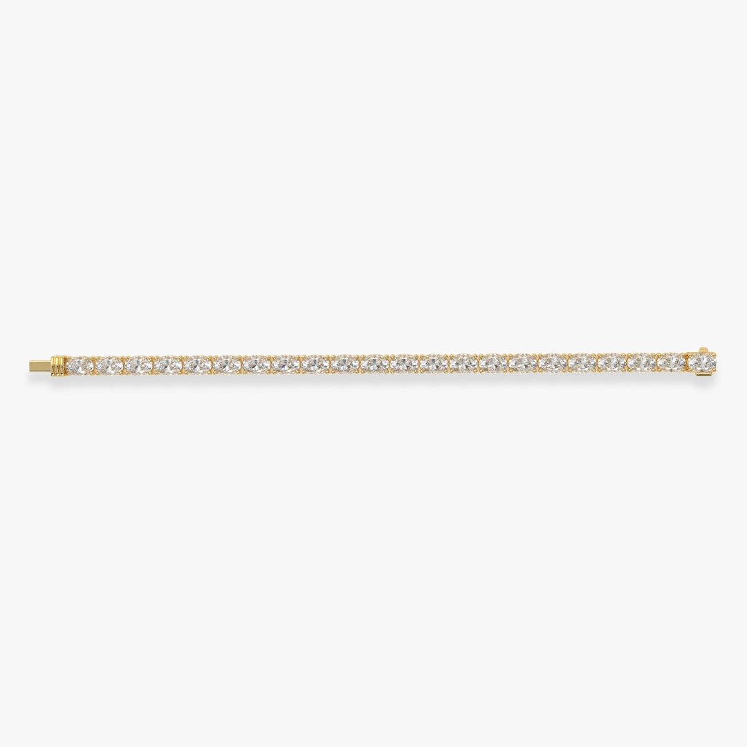 Bezel-Set Oval Diamond Tennis Bracelet, 9.00ct total in Yellow Gold