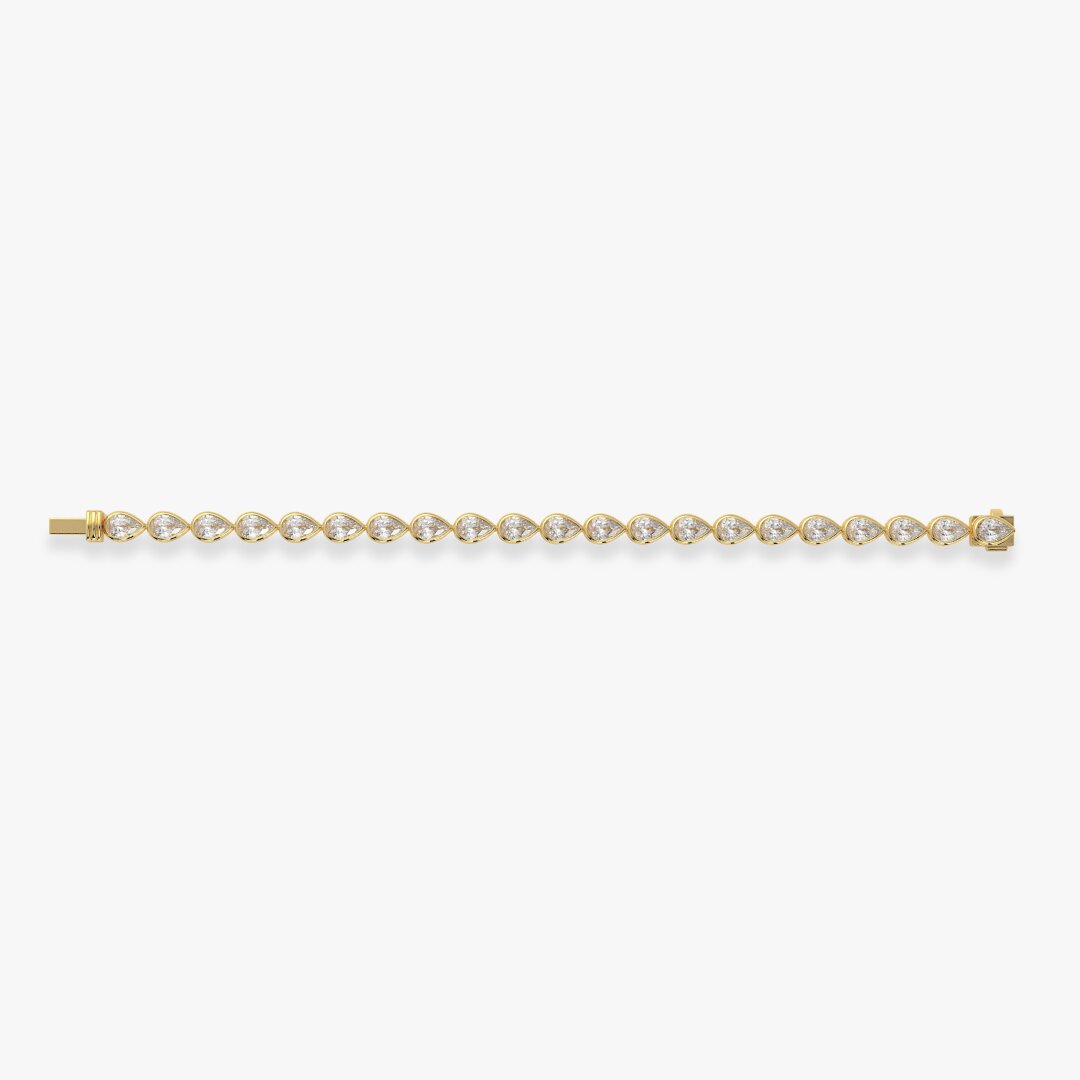 Bezel-Set Pear Diamond Tennis Bracelet, 2.90ct total in Yellow Gold